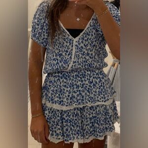 sky to moon isabelle’s cabinet floral blue mini dress